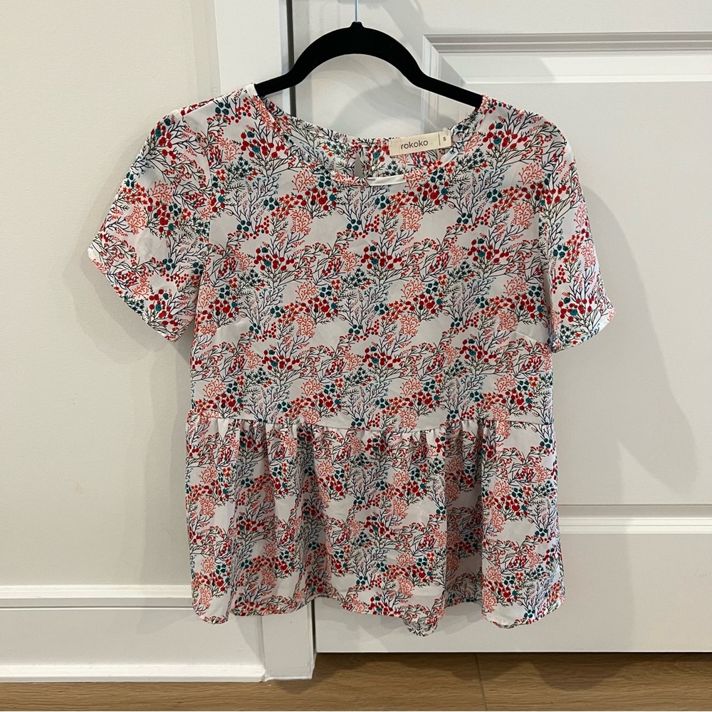Red Floral Peplum Top
